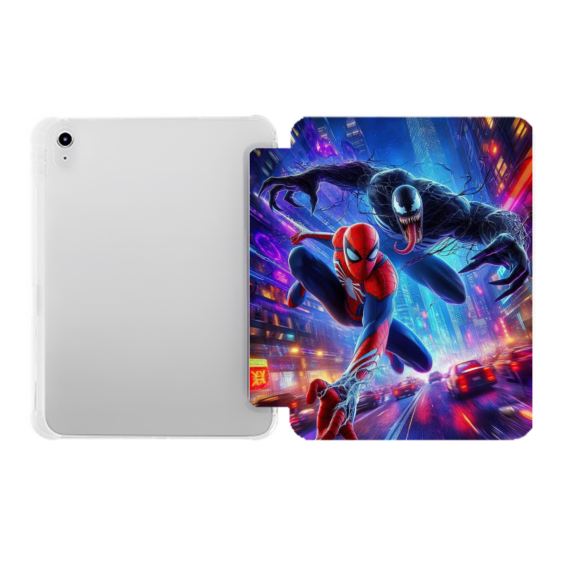 （画像用） Spider Man スパイダーマン IPad ケース ペン収納付き 三つ折りスタンド PUレザー×シリコン 対応機種9.5/10.5/10.9インチ